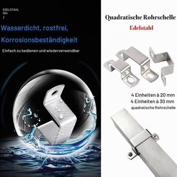 Objímka štvorcovej rúrky Uhlová objímka štvorcovej rúrky U, 8dielna.