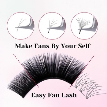 Samonavíjecí objemové řasy Easy Fan Lashes prodloužení řas D curl 0,05 mm 15 mm 12 řad Lehce