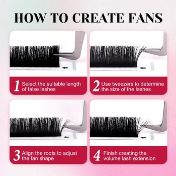 Samonavíjecí objemové řasy Easy Fan Lashes prodloužení řas D curl 0,05 mm 15 mm 12 řad Lehce