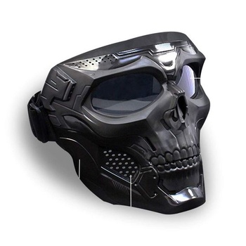 Halloweenska maska ​​s lebkou a motocyklovými okuliarmi s odnímateľnou tvárovou maskou,