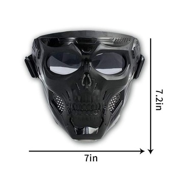 Halloweenska maska ​​s lebkou a motocyklovými okuliarmi s odnímateľnou tvárovou maskou,