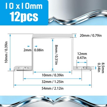 Objímka na čtvercové trubky, 12 kusů, objímky na čtvercové trubky, nerezová ocel 304, 10x10 mm,