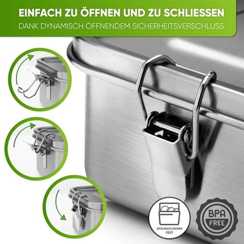 Blockhütte Premium nerezový svačinový box | 1400 ml | Včetně náhradního těsnění a 2 dělicích