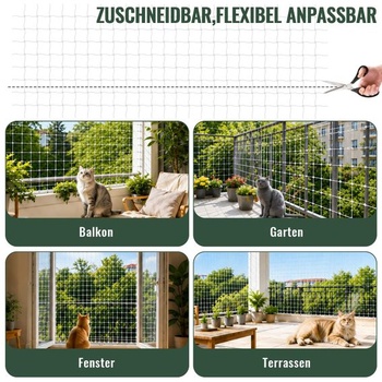 Síť pro kočky na balkon a okno, síť na balkon, síť pro kočky 4 x 3 m