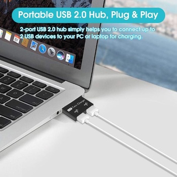 Yosoo Health Gear USB 2.0 2 porty, přenosný USB hub, 2 porty, adaptér samec-duální USB samice, pro