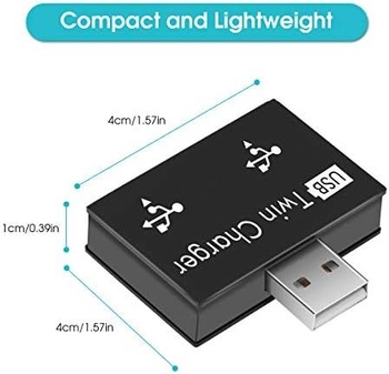 Yosoo Health Gear USB 2.0 2 porty, přenosný USB hub, 2 porty, adaptér samec-duální USB samice, pro