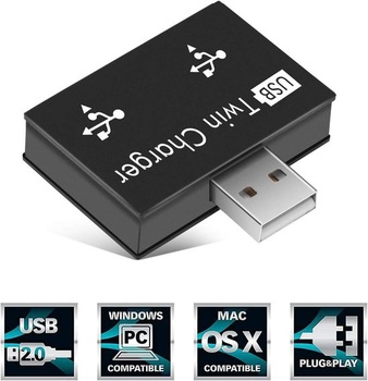 Yosoo Health Gear USB 2.0 2 porty, přenosný USB hub, 2 porty, adaptér samec-duální USB samice, pro