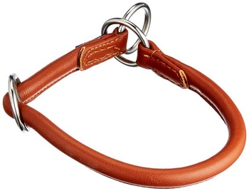 Kerbl Pet Roma okrúhly kožený obojok so zarážkou, 45 cm, 8 mm, koňakový