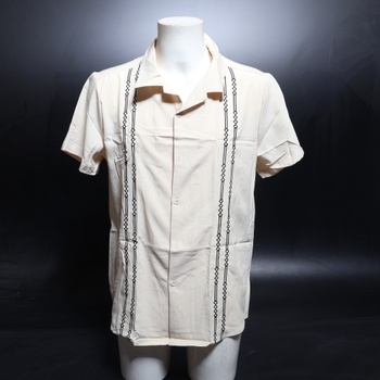 Pánské košile HMIYA s krátkým rukávem, letní, pánské tričko Guayabera s krátkým rukávem a knoflíky,