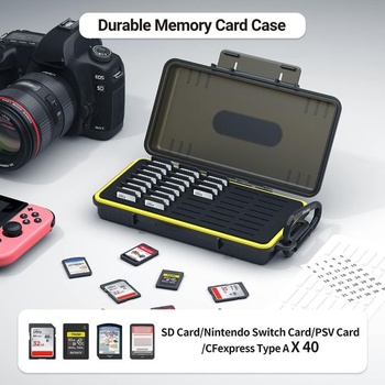 Vodeodolné púzdro na pamäťové karty Kiwifotos pre 40 SD kariet, SDXC, SDHC, CFEXPRESS typ A -