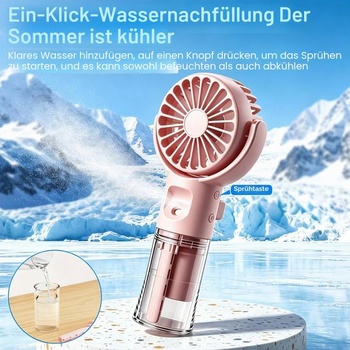 Ruční růžový ventilátor Flanliy DFS250704