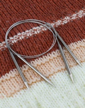 Súprava 8 kruhových pletacích ihlíc QWORK, nerezová oceľ, dĺžka 80 cm, 2 mm, 3 mm, 4 mm, 4,5 mm, 5