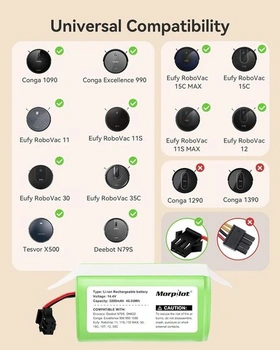 Náhradní baterie Morpilot pro eufy RoboVac, 3200 mAh. Kompatibilní s RoboVac 11, 11S, 11S MAX, 15C,