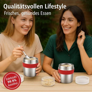 Nerezový kelímek na cereálie s sebou s lžičkou, dvoustěnný vakuově izolovaný kelímek na jogurt s