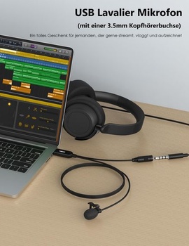 MillSO USB klopový mikrofón s 3,5mm jackom pre monitoring, všesmerový USB A nacvakávací mini