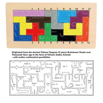 Dve drevené puzzle Pentomino, tangram hlavolam pre deti Pentomino