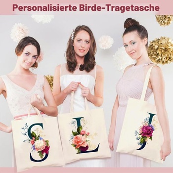 Personalizovaná plátěná taška s iniciálami a kosmetickým pouzdrem, bavlněná nákupní taška pro ženy,