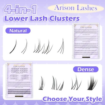 Arison Lashes dolné zhluky rias 4 štýly v 1 prírodné zhluky dolných rias s tenkým pásikom