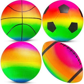 Súprava 4 mini športových loptičiek PlayBolt, 13 cm, s ručnou pumpičkou pre deti