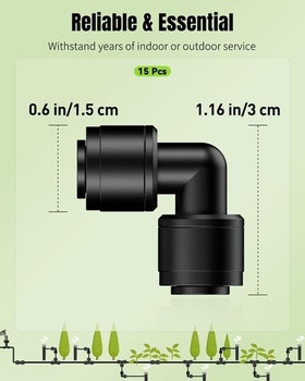 Pawfly 15dílné násuvné kolenní spojky pro hadici 6,35 mm, kolenní spojky 90°, oboustranná kolena,