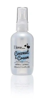Tělový sprej I Love Coconut & Cream, s přírodními ovocnými extrakty pro chladivý a voňavý pocit,