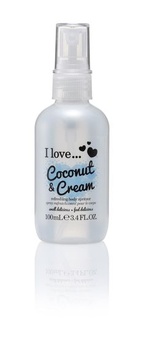 Telový sprej I Love Coconut & Cream, s prírodnými ovocnými extraktmi pre chladivý a voňavý pocit,