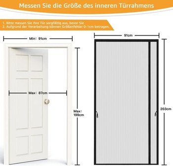 Magnetická síť proti hmyzu na dveře, 90x200 cm, černá ochrana proti hmyzu na balkonové dveře, síť