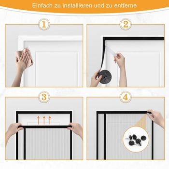 Magnetická síť proti hmyzu na dveře, 90x200 cm, černá ochrana proti hmyzu na balkonové dveře, síť