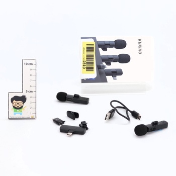 Bezdrôtový klopový mikrofón KUKIHO pre iPhone/iPad/Android (2 vysielače), mini klipový mikrofón s