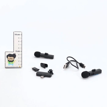 Bezdrátový klopový mikrofon KUKIHO pro iPhone/iPad/Android (2 vysílače), mini klipový mikrofon s