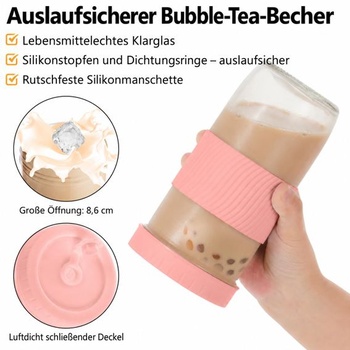 Sada 2 hrnečků na bublinkový čaj, opakovaně použitelná sada bublinkového čaje o objemu 730 ml s