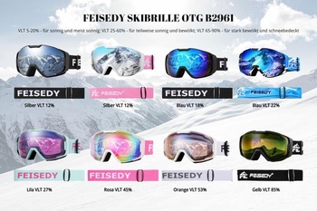 FEISEDY Lyžiarske okuliare Snowboardové okuliare pre mužov a ženy Športové okuliare B2961 Modro-čierne VLT 18%