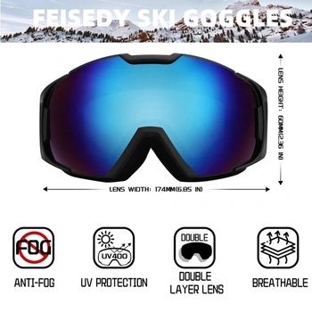 FEISEDY Lyžařské brýle Snowboardové brýle pro muže a ženy Sportovní brýle B2961 Modro-černé VLT 18%
