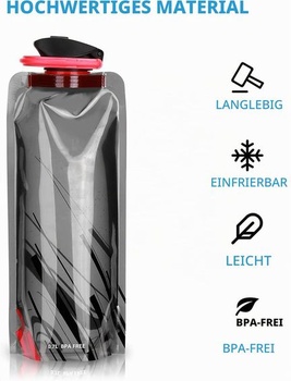 Sada 3 skladacích fliaš na pitie Sunshine Smile, opakovane použiteľná fľaša na vodu, sada skladacích
