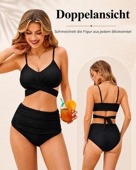 Dámsky bikinový set, sťahovanie bruška, sexy dvojdielne plavky s vysokým pásom a push-up vzorom, top