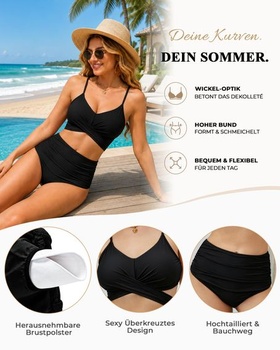 Dámsky bikinový set, sťahovanie bruška, sexy dvojdielne plavky s vysokým pásom a push-up vzorom, top