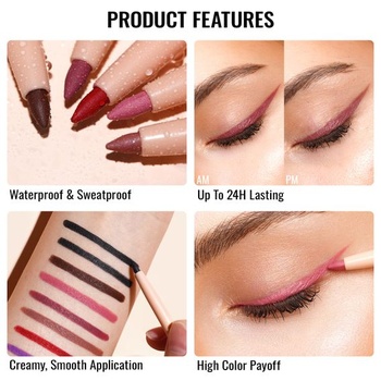 OULAC Plum Eye Liner & Lipstick Pencil 2 v 1, odolná proti rozmazaniu, vodeodolná otočná očná linka,