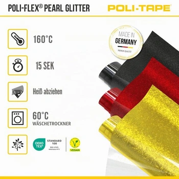 POLI-FLEX® PEARL GLITTER® - Třpytivá fólie na textil – Nažehlovací flex fólie s třpytivým efektem,
