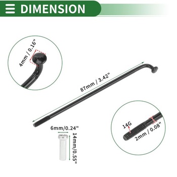 Motoforti 36 univerzálne drôtiky na bicykel 14G, s 36 niplemi, uhlíková oceľ, čierna 87 mm