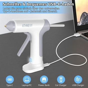 Akumulátorová tavná pistole, rychlé předehřívání 4V 10s, USB-C, baterie 2000mAh s displejem,