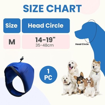 2 cm hrubá protihluková výplň – ochrana sluchu pre psov (modrá M)