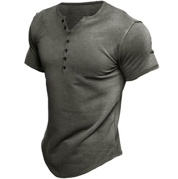 Pánska henley košeľa s krátkym rukávom, pánska ležérna košeľa, vintage štýl, ľahké tričko s