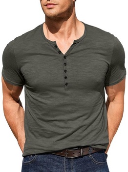 Pánska henley košeľa s krátkym rukávom, pánska ležérna košeľa, vintage štýl, ľahké tričko s