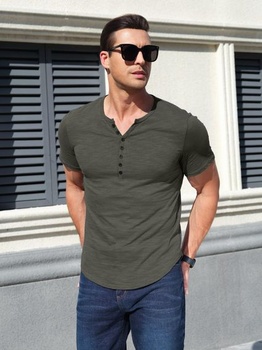 Pánska henley košeľa s krátkym rukávom, pánska ležérna košeľa, vintage štýl, ľahké tričko s