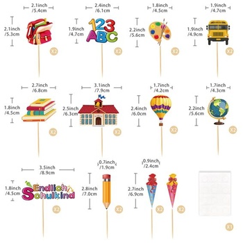 24dílná ozdoba na dorty s motivem začátku školního roku, ozdoba na cupcakes pro začátečníky