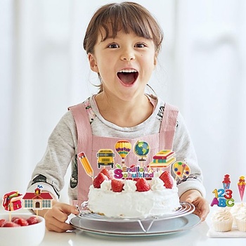 24dílná ozdoba na dorty s motivem začátku školního roku, ozdoba na cupcakes pro začátečníky