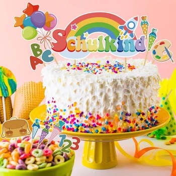 20 kusov ozdôb na torty na začiatok školského roka, dúhové ozdoby na torty na prvý školský deň