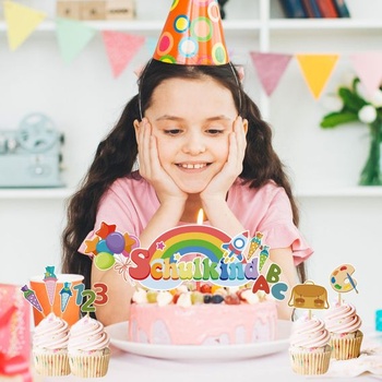 20 kusov ozdôb na torty na začiatok školského roka, dúhové ozdoby na torty na prvý školský deň