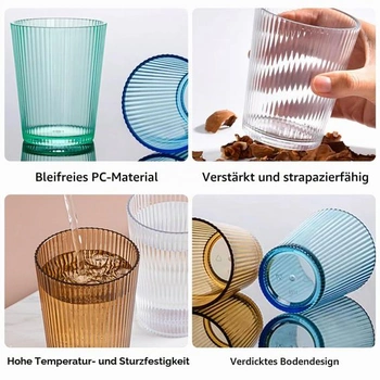 10 plastových sklenic, 278 ml, Barevné plastové sklenice na pití, Kempingové sklenice vyrobené z
