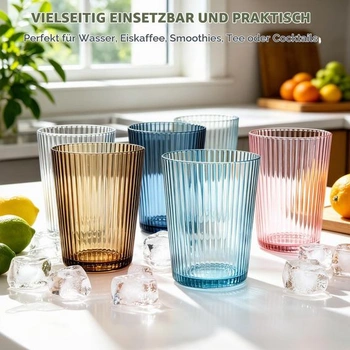 10 plastových sklenic, 278 ml, Barevné plastové sklenice na pití, Kempingové sklenice vyrobené z
